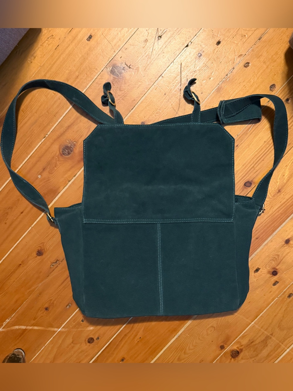 Free People Bennet Suede Messenger Bag Deep Forest Green - Picture 4 of 7